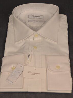 Camicissima Milano "Roma" Dress Shirt Regular Fit -- Solid White -- 18 NWT
